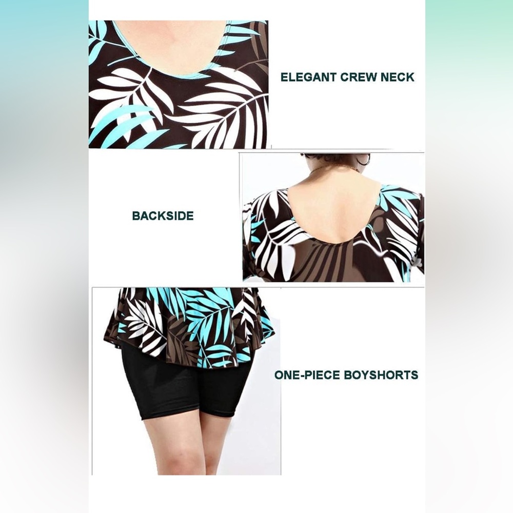 Knaspor One Piece Swim Dress Modest Swimsuit Size 14-16 - Picture 4 of 12